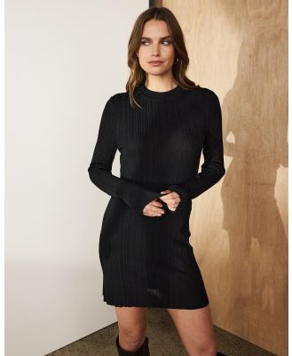 Atmos&Here - Marnee Long Sleeve Knit Mini Dress - Dresses (Black) Marnee Long Sleeve Knit Mini Dress