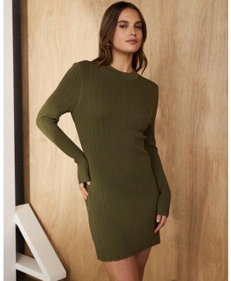 Atmos&Here - Marnee Long Sleeve Knit Mini Dress - Dresses (Kelp) Marnee Long Sleeve Knit Mini Dress