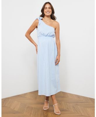 Atmos&Here Maternity  - Bella Linen Blend Maternity Midi Dress - Dresses (Light Blue) Bella Linen Blend Maternity Midi Dress