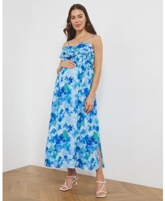 Atmos&Here Maternity  - Danika Maternity Floral Maxi Dress - Printed Dresses (Blue Watercolour Floral) Danika Maternity Floral Maxi Dress