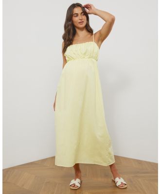Atmos&Here Maternity  - Essie Linen Blend Maternity Midi Dress - Dresses (Lemon) Essie Linen Blend Maternity Midi Dress
