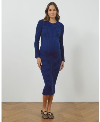 Atmos&Here Maternity  - Gia Bell Sleeve Knitted Midi Dress - Dresses (Navy) Gia Bell Sleeve Knitted Midi Dress