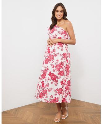 Atmos&Here Maternity  - Layla Maternity Linen Blend Midi Dress - Dresses (Pink Magnolia) Layla Maternity Linen Blend Midi Dress