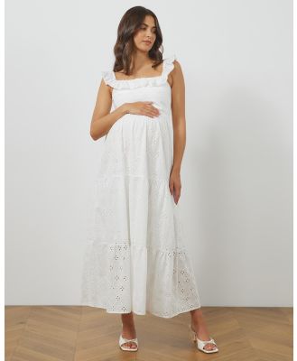 Atmos&Here Maternity  - Lou Maternity Broderie Midi Dress - Dresses (White) Lou Maternity Broderie Midi Dress