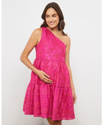 Atmos&Here Maternity  - Maternity Chelsey One Shoulder Smock Dress - Dresses (Pink) Maternity Chelsey One Shoulder Smock Dress