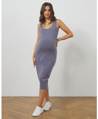 Atmos&Here Maternity  - Maternity Madi Jersey Midi Dress - Dresses (Stone) Maternity Madi Jersey Midi Dress