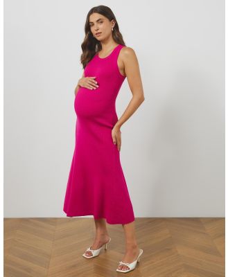 Atmos&Here Maternity  - Maternity Nala A Line Knit Midi Dress - Dresses (Boysenberry) Maternity Nala A-Line Knit Midi Dress