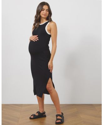Atmos&Here Maternity  - Nala Maternity Recycled Knit Midi Dress - Dresses (Black & White) Nala Maternity Recycled Knit Midi Dress