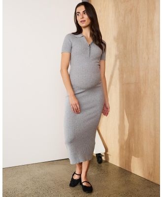 Atmos&Here Maternity  - Rae Maternity Knit Zip Midi Dress - Dresses (Grey Marle) Rae Maternity Knit Zip Midi Dress