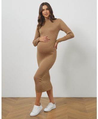 Atmos&Here Maternity  - Romi Maternity Knitted Midi Dress - Bodycon Dresses (Brown) Romi Maternity Knitted Midi Dress