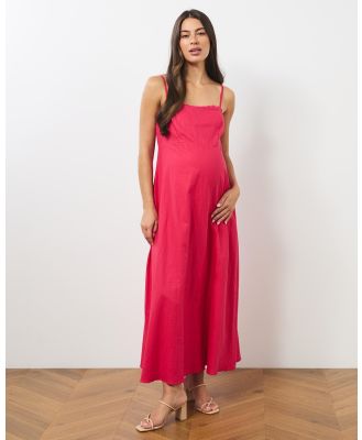 Atmos&Here Maternity  - Rosa Linen Blend Maternity Maxi Dress - Dresses (Magenta) Rosa Linen Blend Maternity Maxi Dress