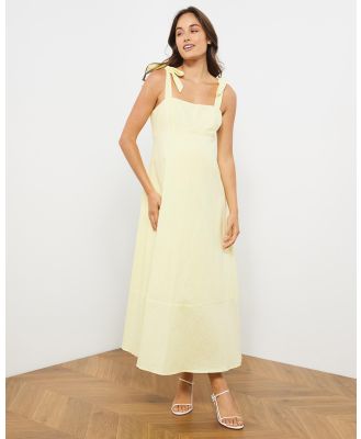 Atmos&Here Maternity  - Saskia Linen Blend Maternity Maxi Dress - Dresses (Lemon) Saskia Linen Blend Maternity Maxi Dress