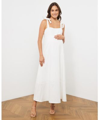 Atmos&Here Maternity  - Saskia Linen Blend Maternity Maxi Dress - Dresses (White) Saskia Linen Blend Maternity Maxi Dress