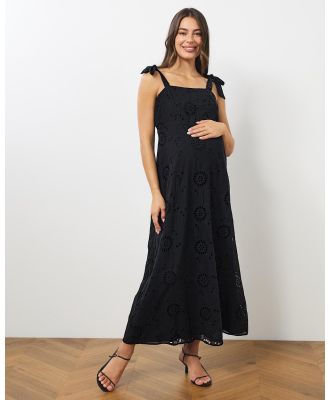 Atmos&Here Maternity  - Sunny Maternity Broderie Maxi Dress - Dresses (Black) Sunny Maternity Broderie Maxi Dress