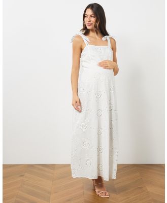 Atmos&Here Maternity  - Sunny Maternity Broderie Maxi Dress - Dresses (White) Sunny Maternity Broderie Maxi Dress