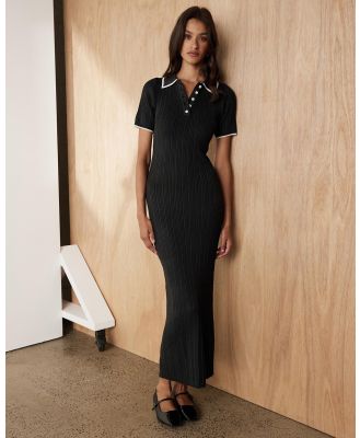 Atmos&Here - Olaria Contrast Knit Midi Dress - Dresses (Black & Cream) Olaria Contrast Knit Midi Dress