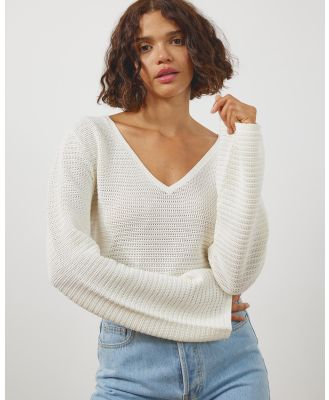 Atmos&Here - Organic Cotton Open Knit Crop - Tops (Cream) Organic Cotton Open Knit Crop