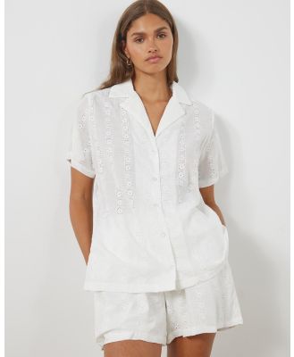Atmos&Here - Tallulah Broderie Shirt - Tops (White) Tallulah Broderie Shirt