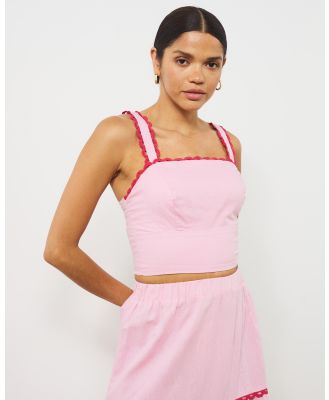 Atmos&Here - Thessy Contrast Trim Crop - Cropped tops (Pink & Raspberry Trim) Thessy Contrast Trim Crop