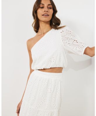 Atmos&Here - Tina x A&H  Barbados Broderie One Shoulder Top - Tops (White) Tina x A&H- Barbados Broderie One Shoulder Top