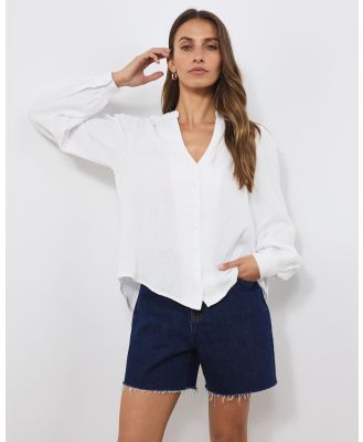 Atmos&Here - Valencia Crinkle Cotton Blouse - Tops (White) Valencia Crinkle Cotton Blouse