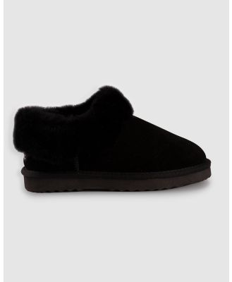 AusWooli Ugg Boots - Coogee Sheepskin Wool Ankle Slippers - Boots (Black) Coogee Sheepskin Wool Ankle Slippers