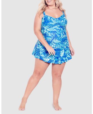 Avenue - Swim Print Skirt - Bikini Bottoms (Blue) Swim Print Skirt