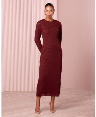Azzurielle - Maria Long Sleeve Lace Gown - Bodycon Dresses (Burgundy) Maria Long Sleeve Lace Gown