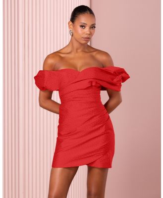 Azzurielle - Zephyr Off Shoulder Mini Dress - Dresses (Red) Zephyr Off Shoulder Mini Dress