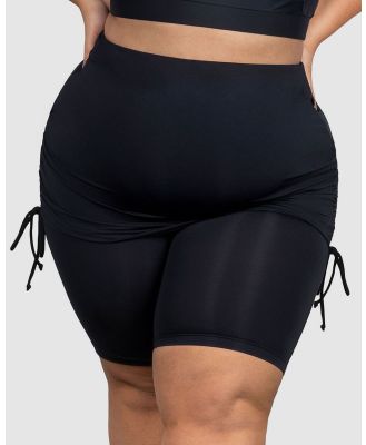 B Free Intimate Apparel - Plus Size Anti Chafing Swim Shorts with Skirt - Briefs (Black) Plus Size Anti Chafing Swim Shorts with Skirt