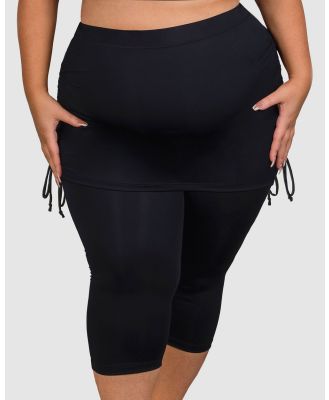 B Free Intimate Apparel - Plus Size Anti Chafing Swim Tights with Skirt - Briefs (Black) Plus Size Anti Chafing Swim Tights with Skirt