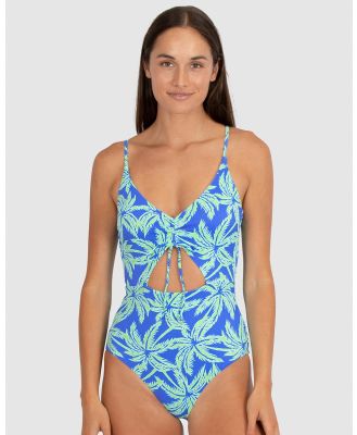 Baku Swimwear - Hot Tropics Draw Tie Keyhole One Piece Swimsuit - One-Piece / Swimsuit (Blue) Hot Tropics Draw Tie Keyhole One Piece Swimsuit