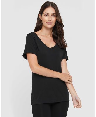 Bamboo Body - Classic V Neck - Short Sleeve T-Shirts (Black) Classic V Neck