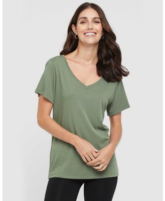Bamboo Body - Classic V Neck - Short Sleeve T-Shirts (Gum Leaf) Classic V Neck