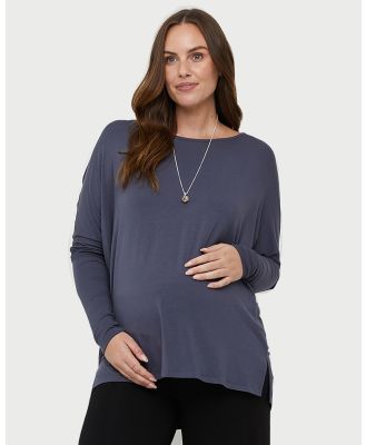 Bamboo Body - Liv Long Sleeve Slouch Top - Tops (Storm) Liv Long Sleeve Slouch Top