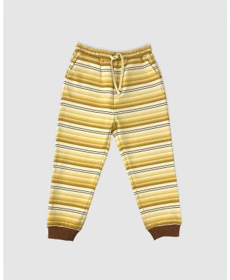 Banabae - Retro Stripe Organic Cotton Trackpant - Track Pants (Yellow) Retro Stripe Organic Cotton Trackpant