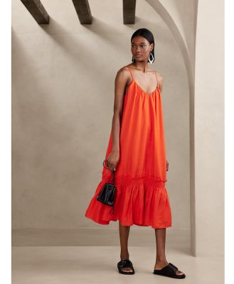Banana Republic - Charlize Linen Midi Dress - Dresses (ORANGE) Charlize Linen Midi Dress