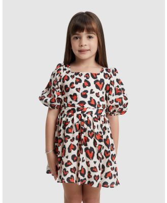 Bardot Junior - Marla Heart Mini Dress   Kids Teens - Printed Dresses (Cheetah Heart) Marla Heart Mini Dress - Kids-Teens