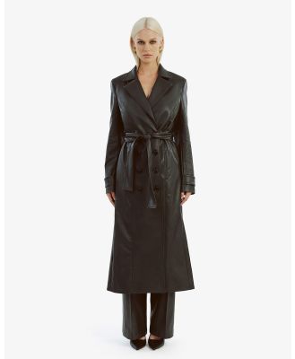 Bardot - Vegan Leather Trench Coat - Trench Coats (194006 BLACK) Vegan Leather Trench Coat