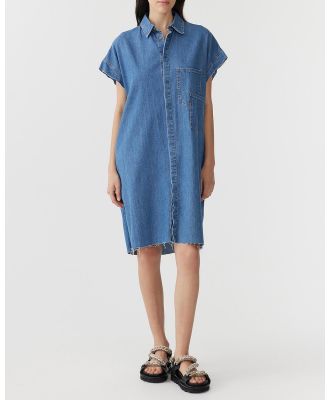 bassike - Denim Sleeveless Shirt Dress - Dresses (Authentic Blue) Denim Sleeveless Shirt Dress