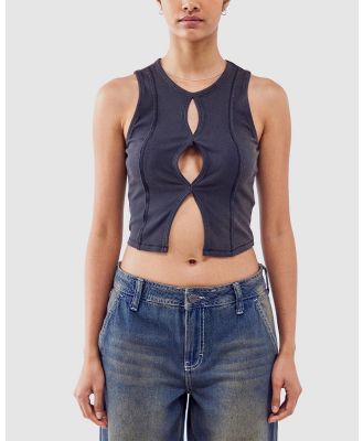 BDG By Urban Outfitters - Cut Out CF Vest - Cropped tops (Black) Cut Out CF Vest