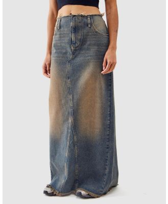 BDG By Urban Outfitters - Frankie Midi Overdye Skirt - Denim skirts (Vntge Denim Md) Frankie Midi Overdye Skirt