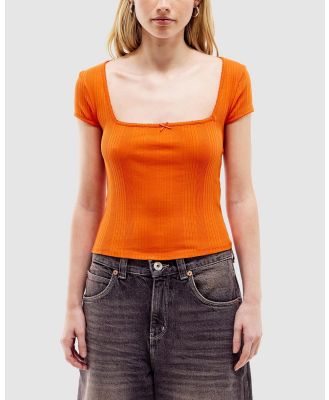 BDG By Urban Outfitters - Olivia Picot Square Top - Cropped tops (Wash Red) Olivia Picot Square Top