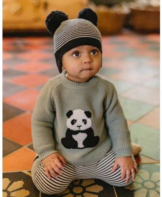 Bebe by Minihaha - Angus Panda Knitted Jumper   Babies - Jumpers (Dusky Sage) Angus Panda Knitted Jumper - Babies