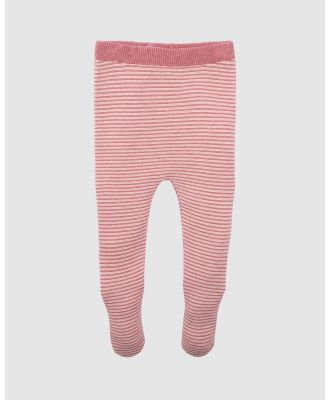 Bebe by Minihaha - Aubrey Stripe Knitted Footed Leggings   Babies - Pants (Rose Pink Stripe) Aubrey Stripe Knitted Footed Leggings - Babies