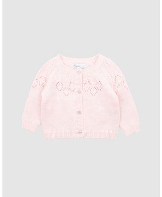 Bebe by Minihaha - Ciara Needle Out Knitted Cardigan   Babies Kids - Jumpers & Cardigans (Pink Marl) Ciara Needle Out Knitted Cardigan - Babies-Kids