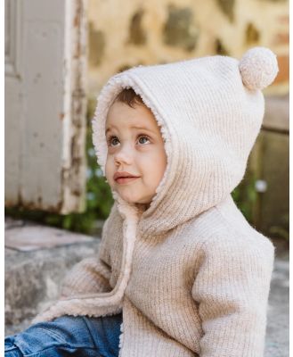 Bebe by Minihaha - Knitted Hooded Jacket   Babies - Coats & Jackets (Taupe Marl) Knitted Hooded Jacket - Babies
