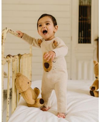 Bebe by Minihaha - Myles Bear Knitted Romper   Babies - Longsleeve Rompers (Oat) Myles Bear Knitted Romper - Babies