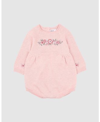 Bebe by Minihaha - Thea Embroidered Knitted Bodysuit   Babies - Bodysuits (Pale Pink Marl) Thea Embroidered Knitted Bodysuit - Babies