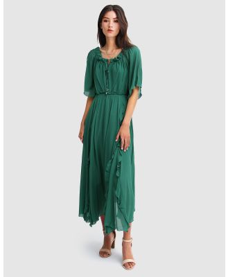 Belle & Bloom - Amour Amour Ruffled Midi Dress - Dresses (Dark Green) Amour Amour Ruffled Midi Dress